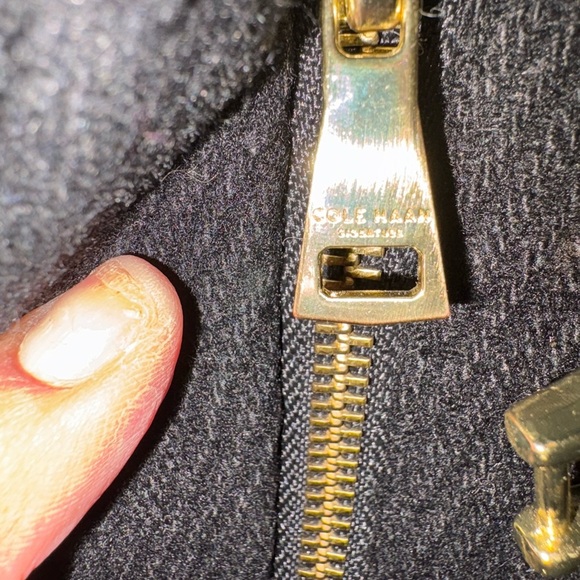 Cole Haan Signature Wool Blend Toggle Coat w/ Faux Fur Hood – Size 10 Black - Picture 13 of 14